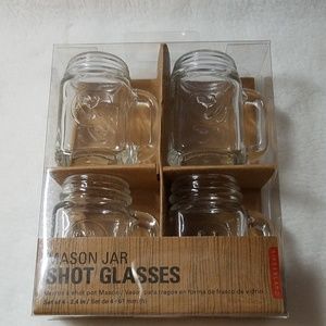 4PC Kikkerland Mini Mason Jars Shot Glasses